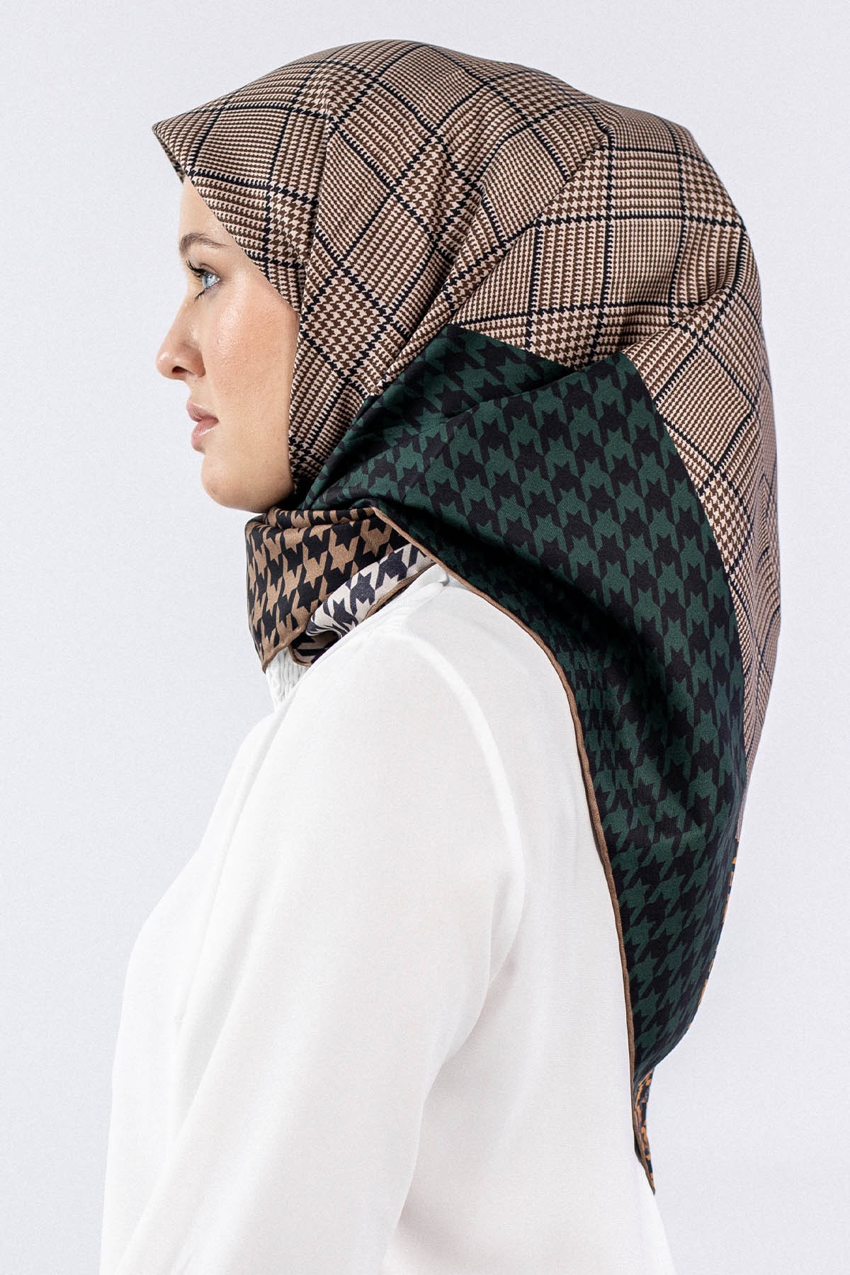 Dg7614 İpek Eşarp - Bej_yesil - 2