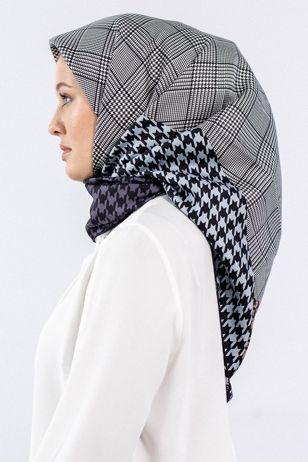 Dg7614 İpek Eşarp - Krem_murdum - 1