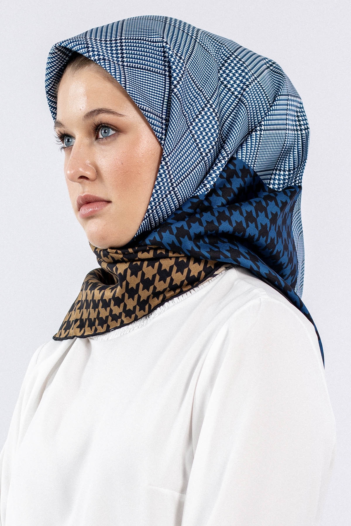 Dg7614 İpek Eşarp - Lacivert - 1