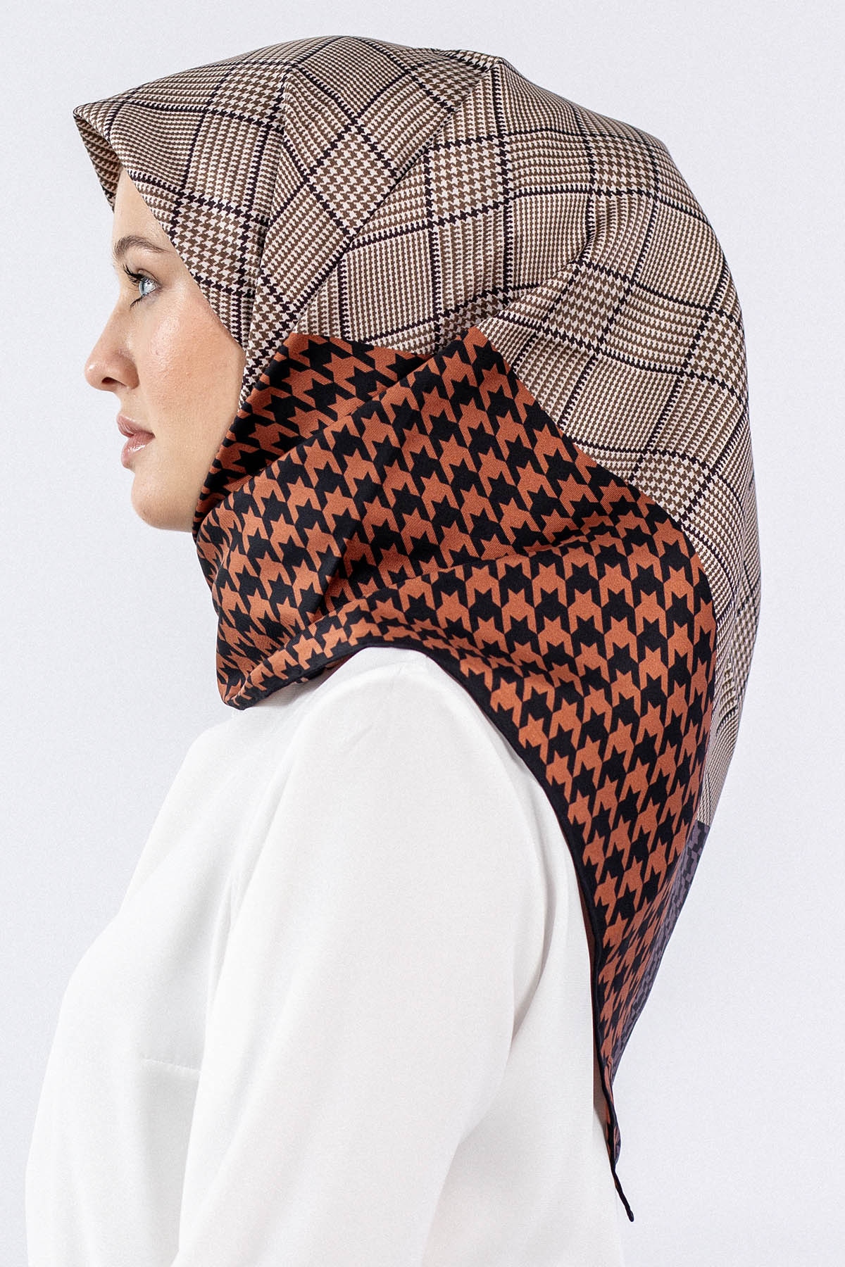 Dg7614 İpek Eşarp - Siyah_bordo - 1