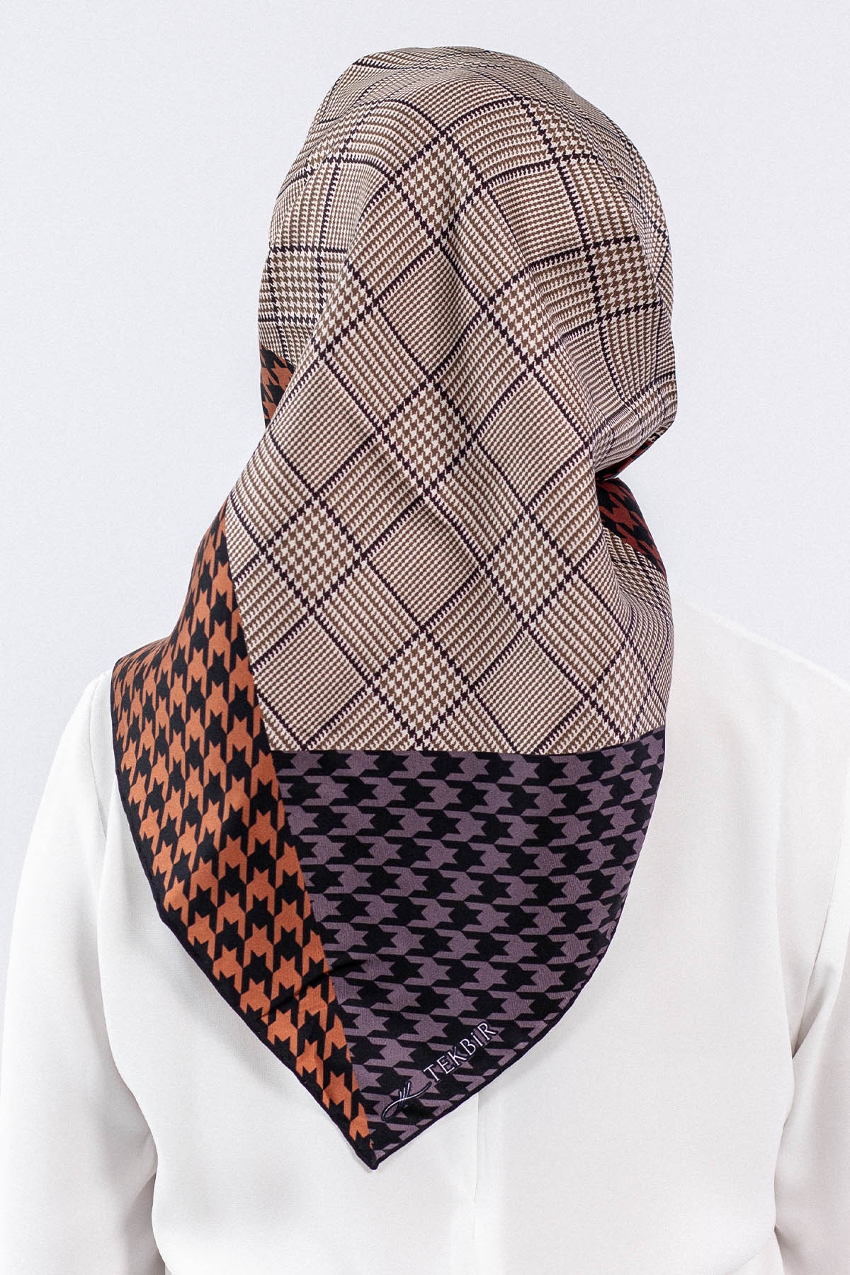 Dg7614 İpek Eşarp - Siyah_bordo - 2