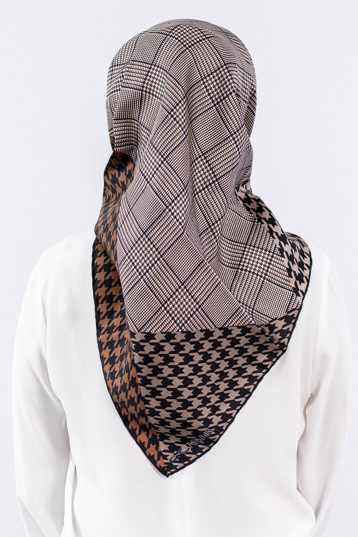 Dg7614 İpek Eşarp - Siyah_kahve - 3