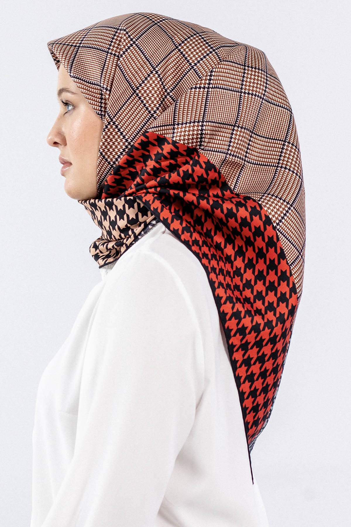 Dg7614 İpek Eşarp - Siyah_kirmizi - 2