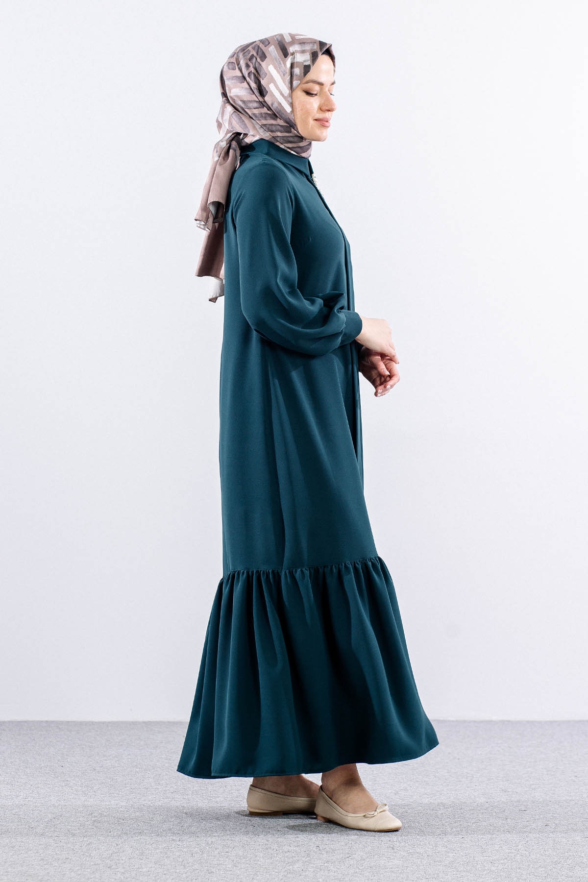 E-1417 Elbise 1-2-3 - K_yesil - 4