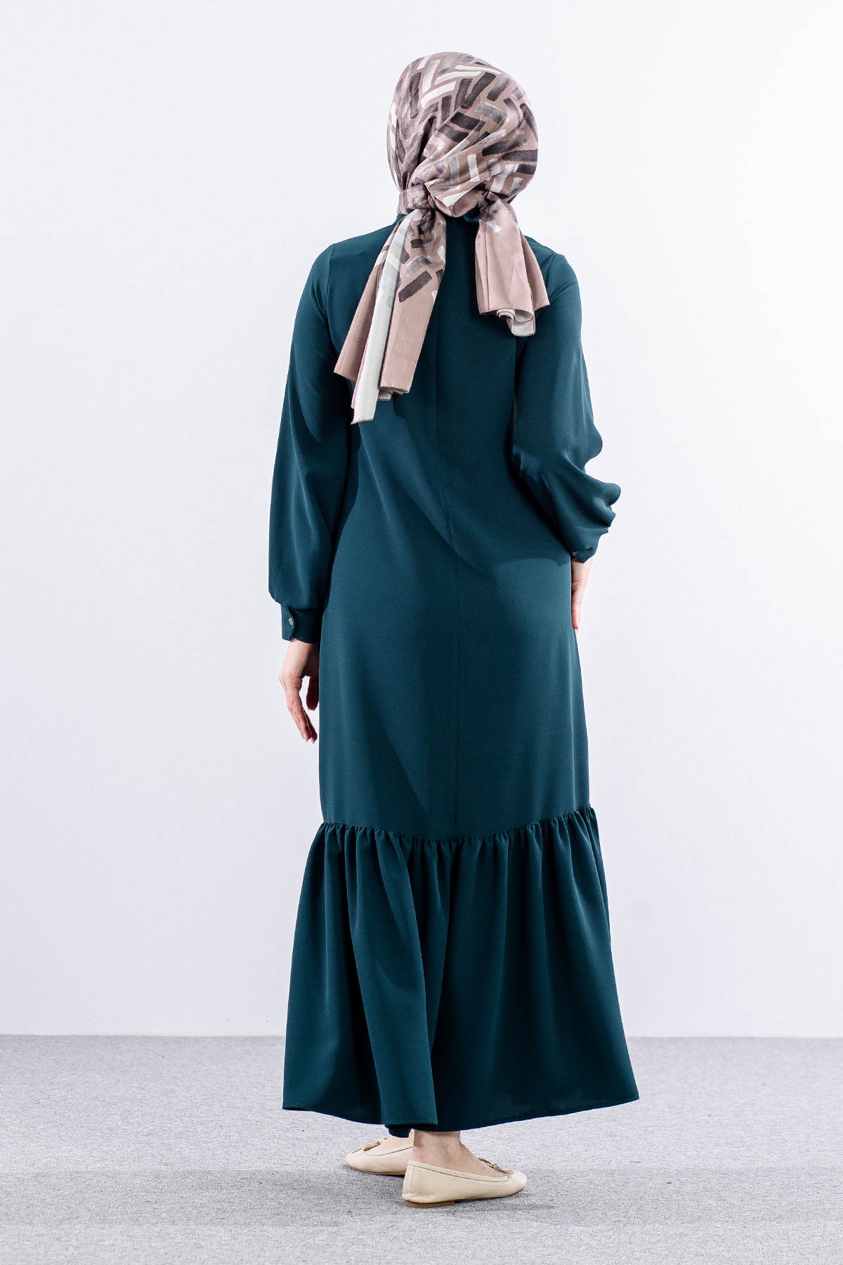 E-1417 Elbise 1-2-3 - K_yesil - 5