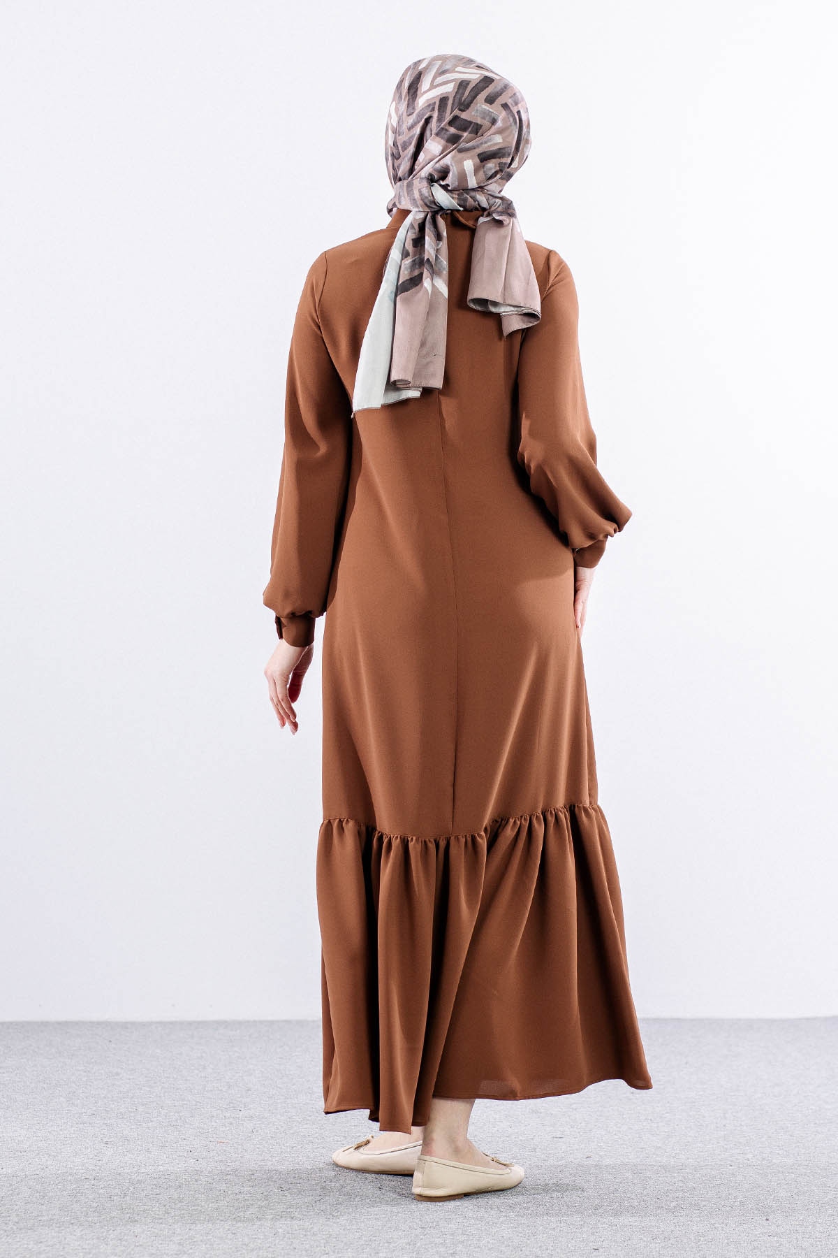 E-1417 Elbise 1-2-3 - Kahve - 5