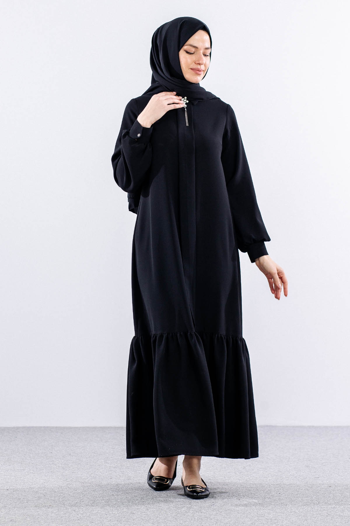 E-1417 Elbise 1-2-3 - Siyah - 2