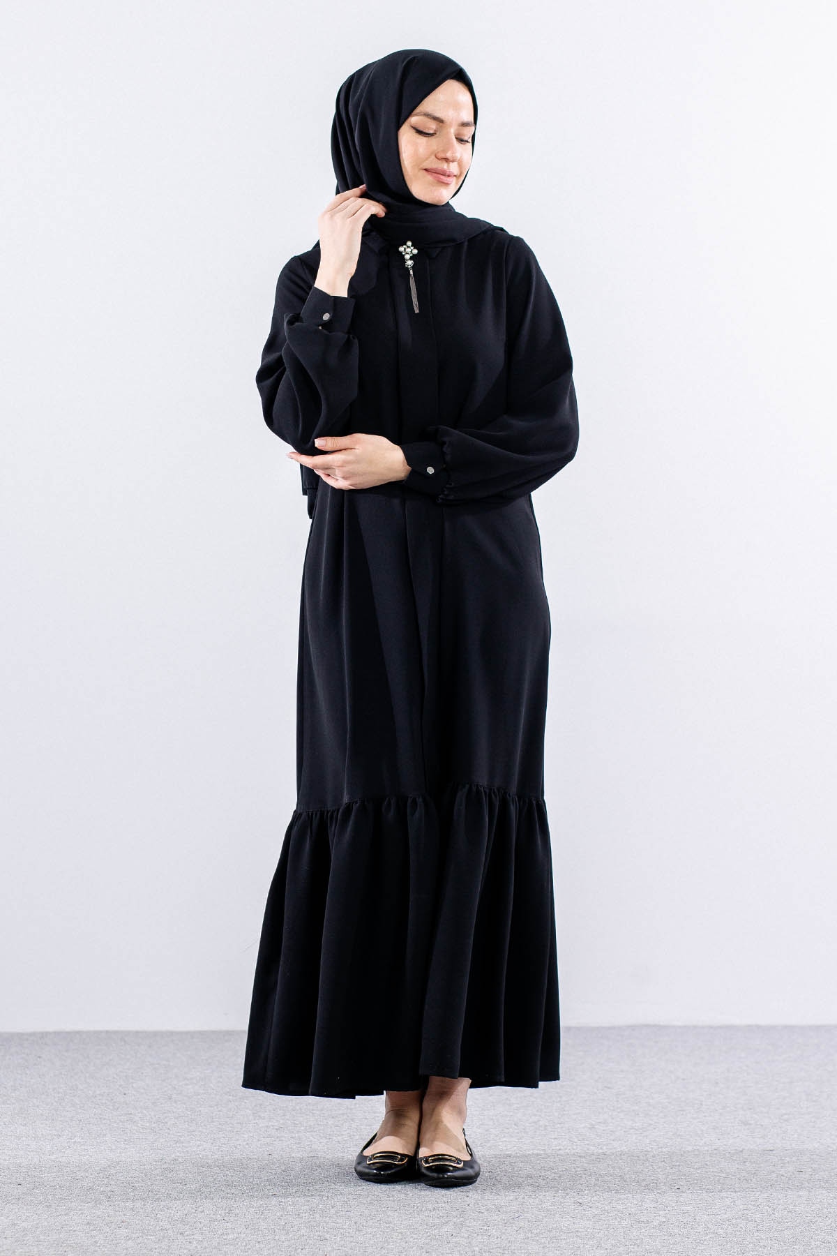 E-1417 Elbise 1-2-3 - Siyah - 3