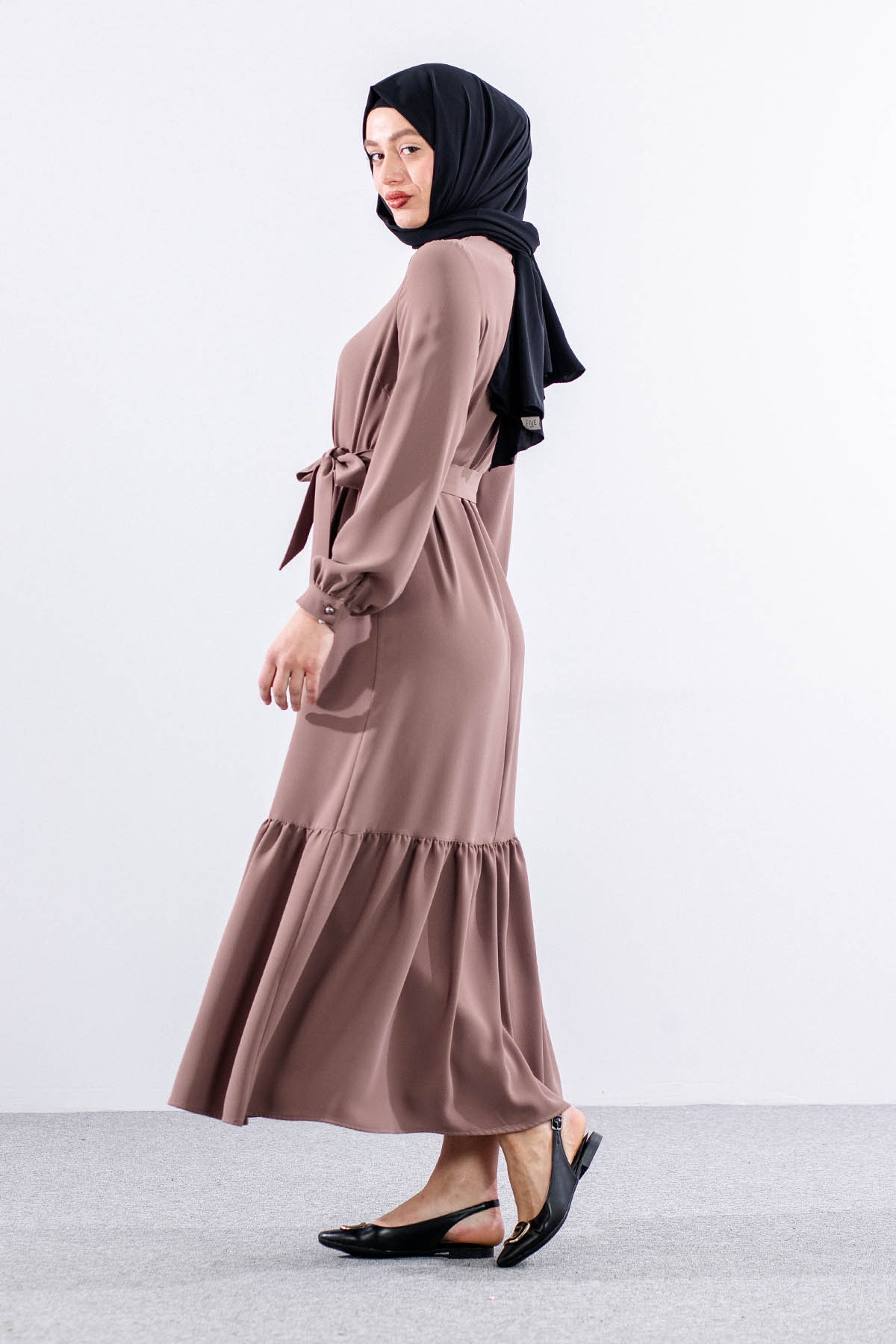 E-1421 Elbise 1-2-3 - Kahve - 4