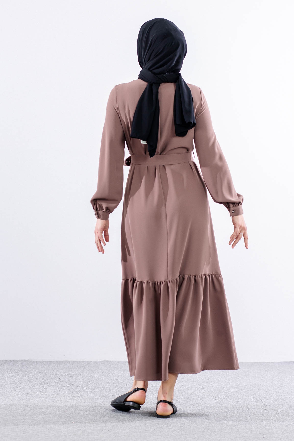 E-1421 Elbise 1-2-3 - Kahve - 5