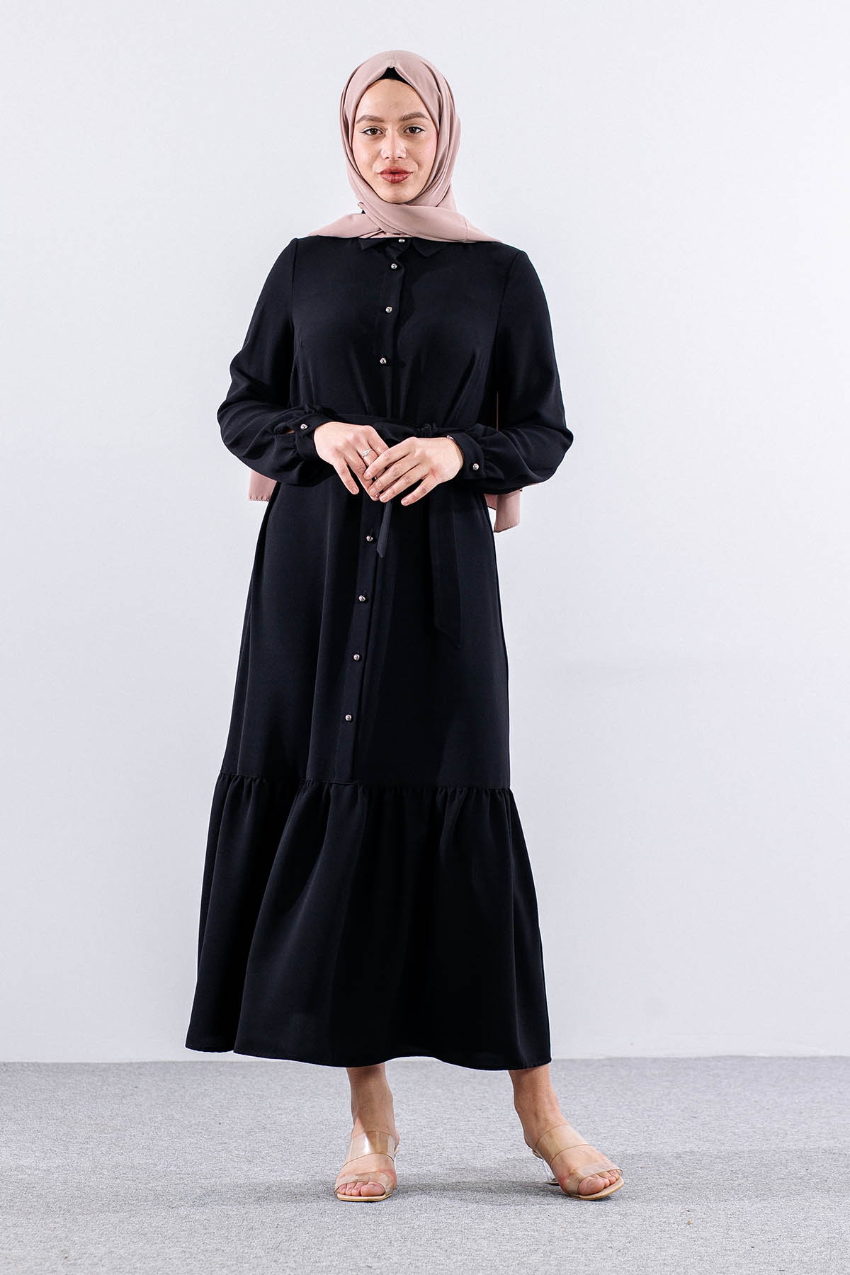 E-1421 Elbise 1-2-3 - Siyah - 1