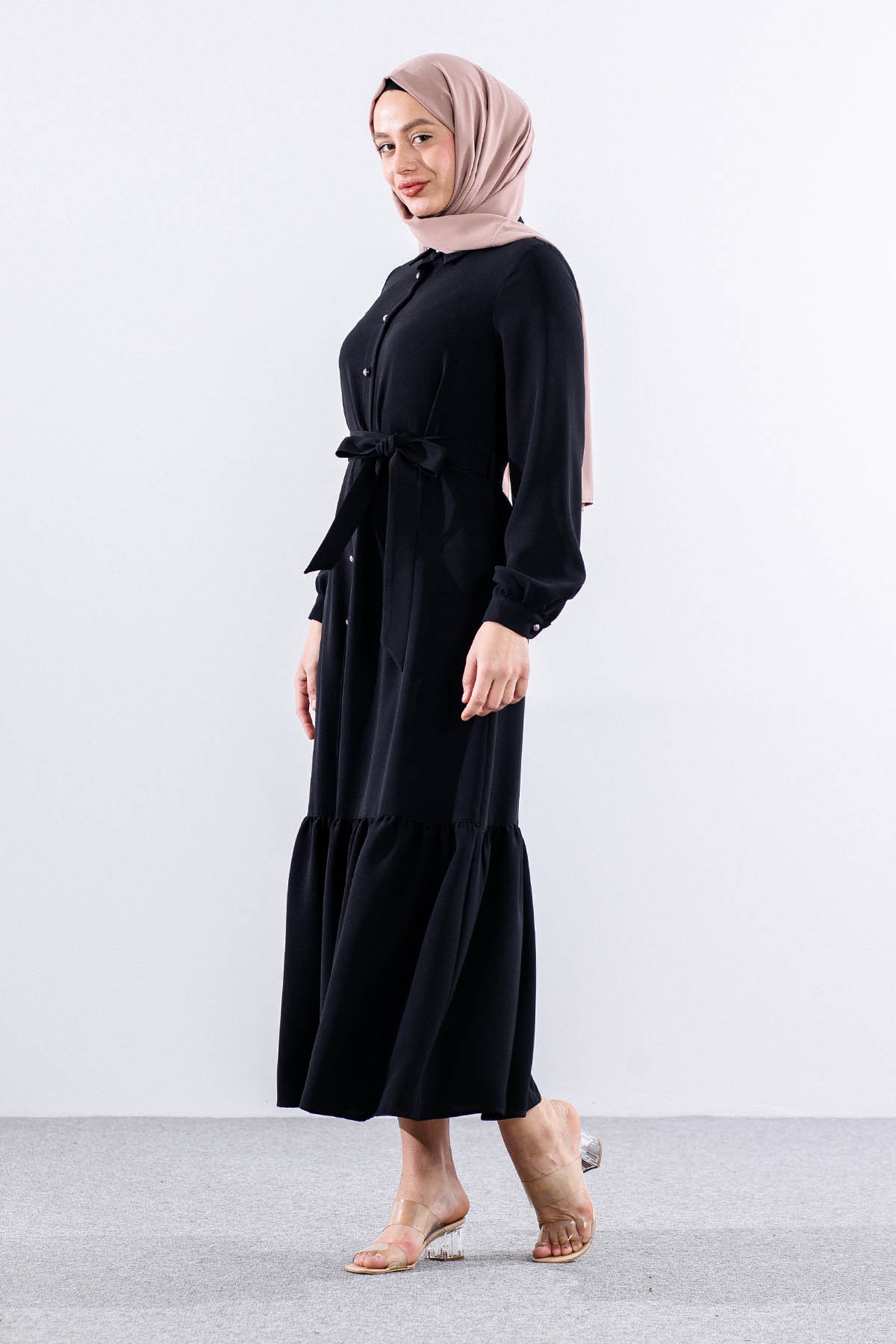 E-1421 Elbise 1-2-3 - Siyah - 2