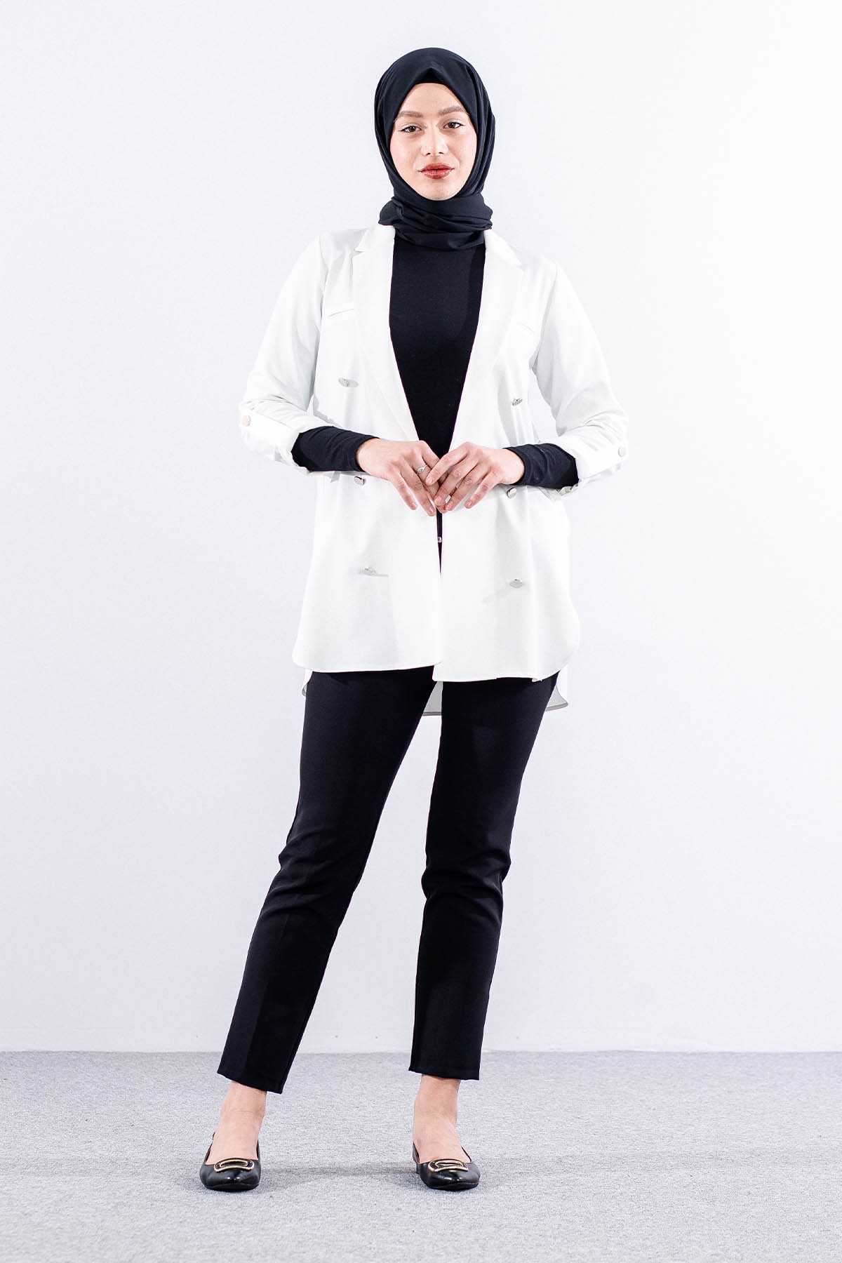 E-1465 Ceket 38-46 - Beyaz - 1