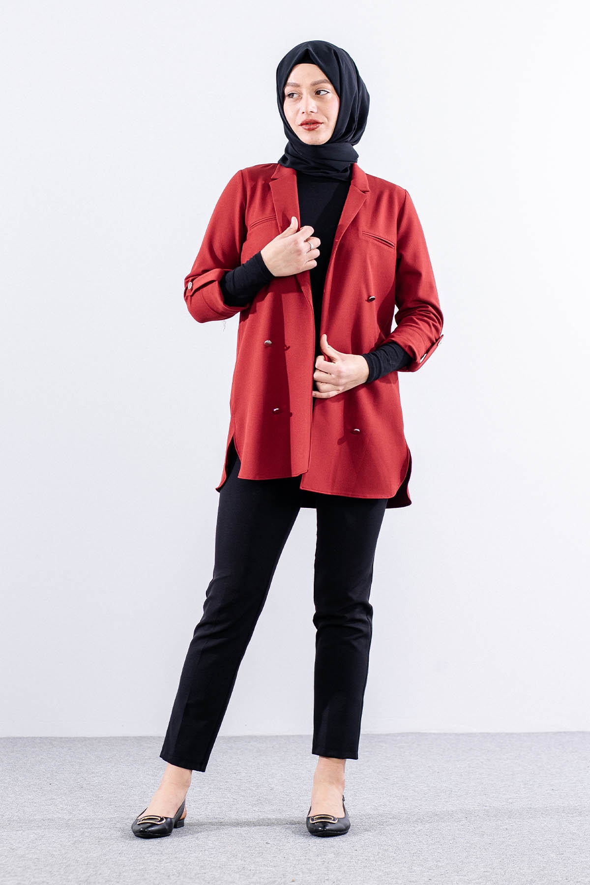 E-1465 Ceket 38-46 - Bordo - 1