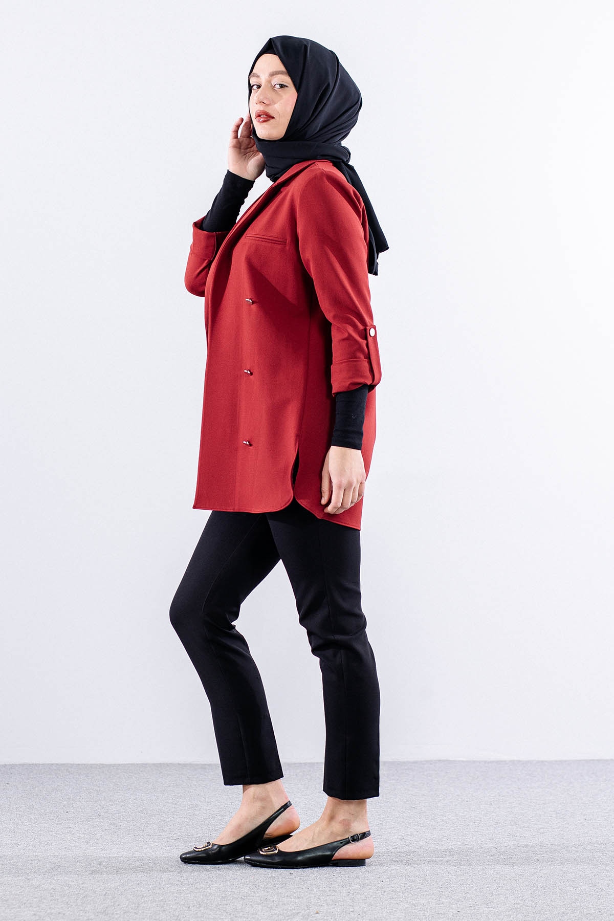 E-1465 Ceket 38-46 - Bordo - 3