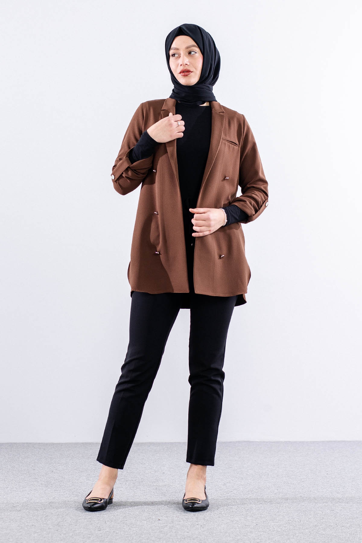 E-1465 Ceket 38-46 - Kahve - 3