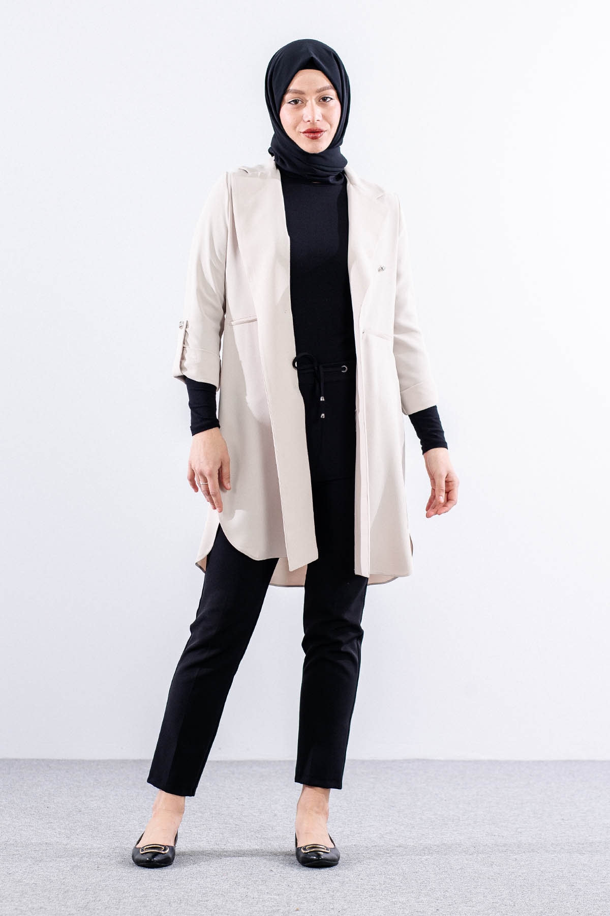 E-1507 Ceket 38-48 - Bej - 1