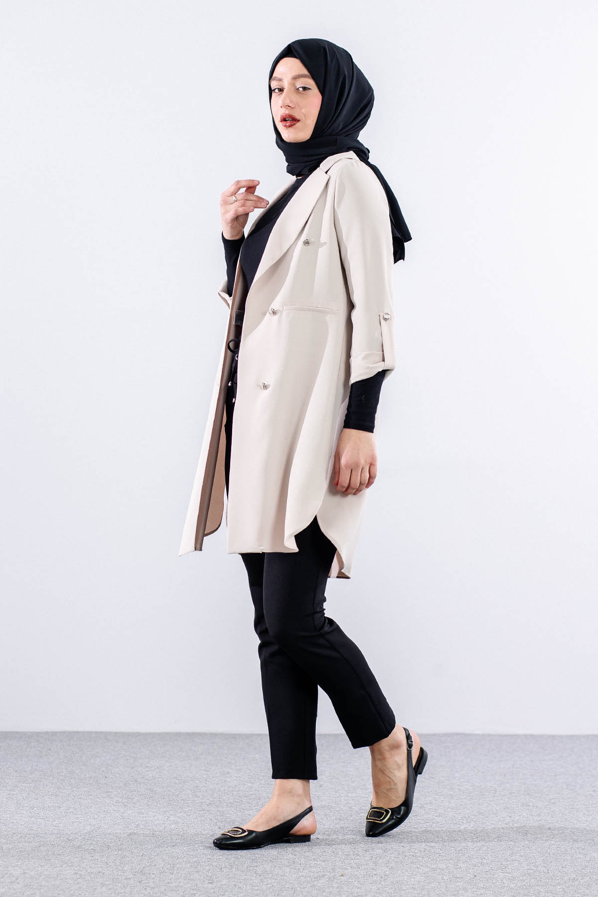 E-1507 Ceket 38-48 - Bej - 3