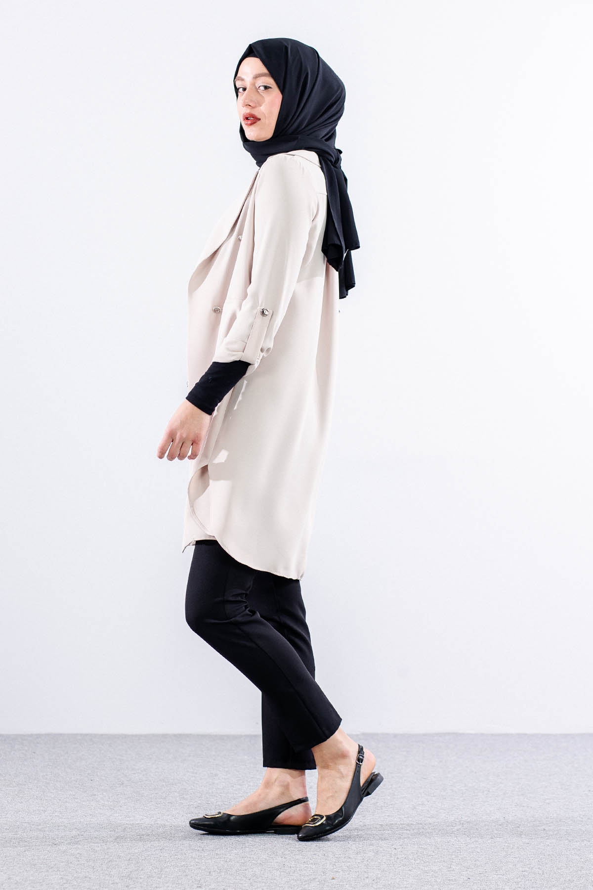 E-1507 Ceket 38-48 - Bej - 4