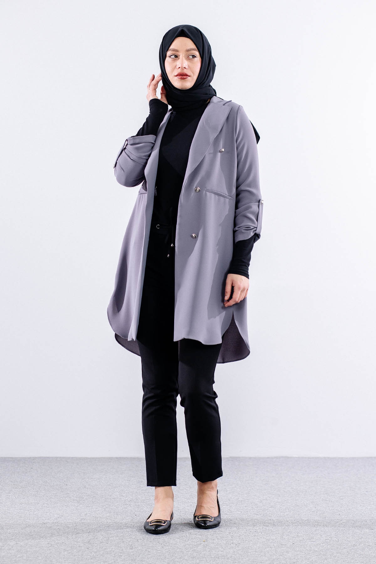 E-1507 Ceket 38-48 - Gri - 1