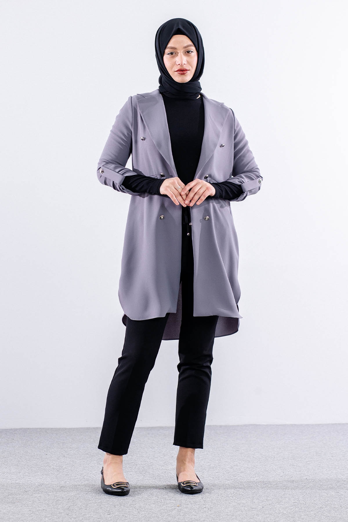 E-1507 Ceket 38-48 - Gri - 2