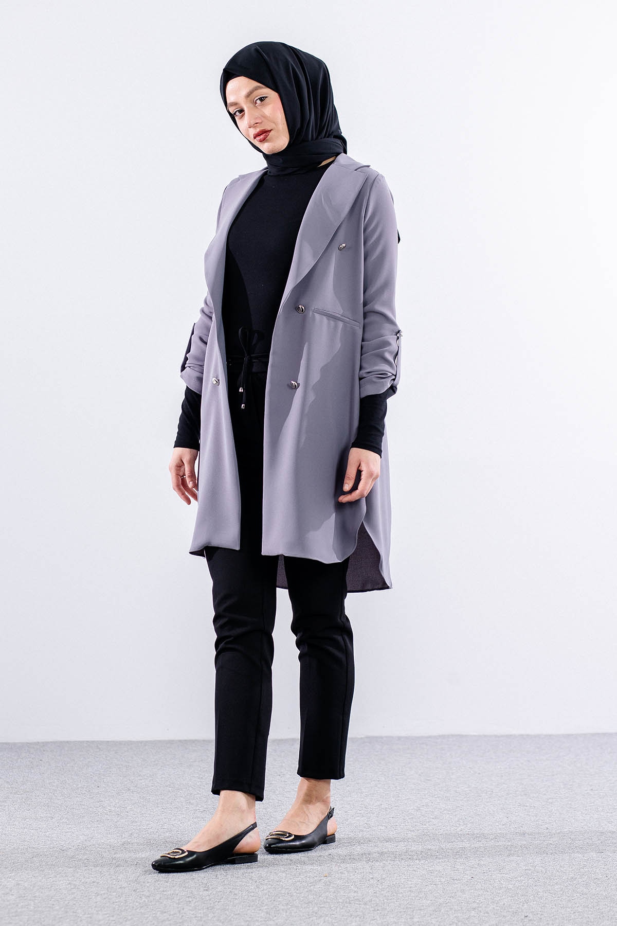 E-1507 Ceket 38-48 - Gri - 4