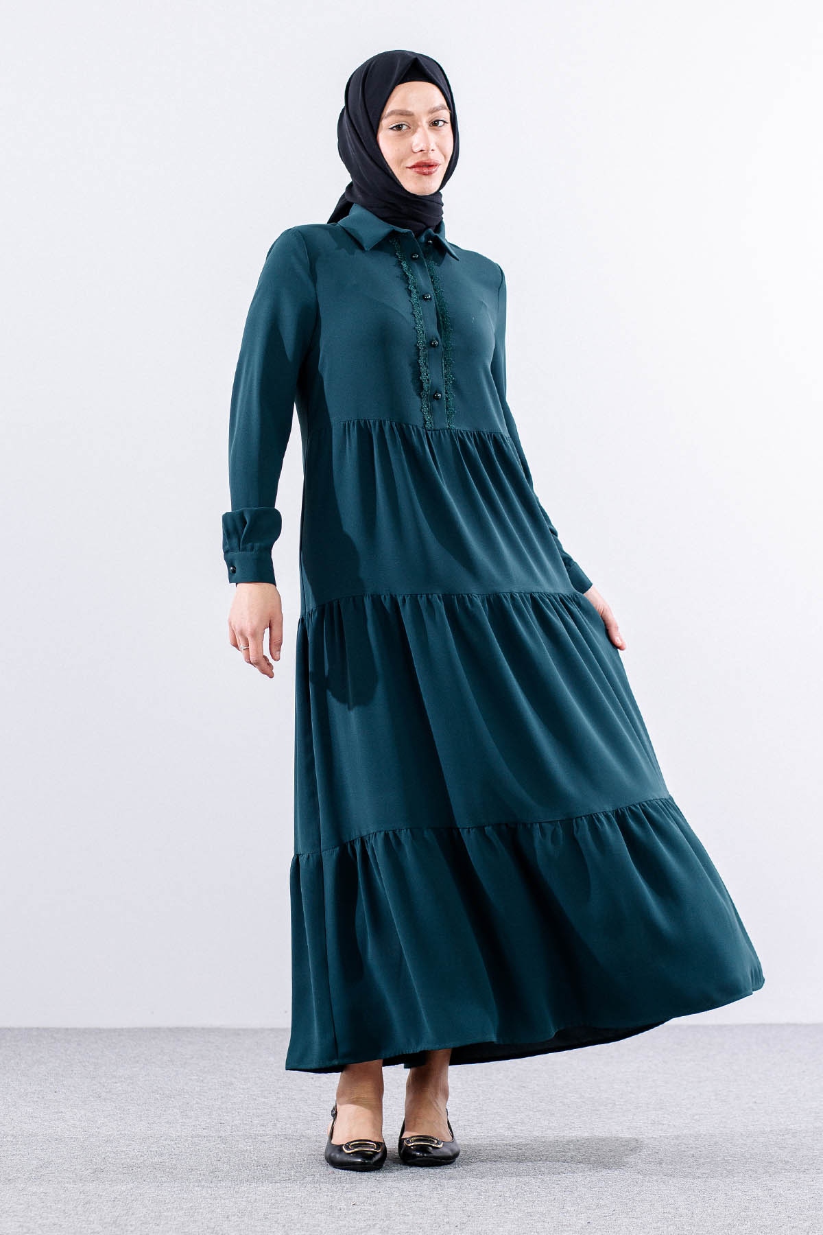 E-1508 Elbise 1-2-3 - K_yesil - 2