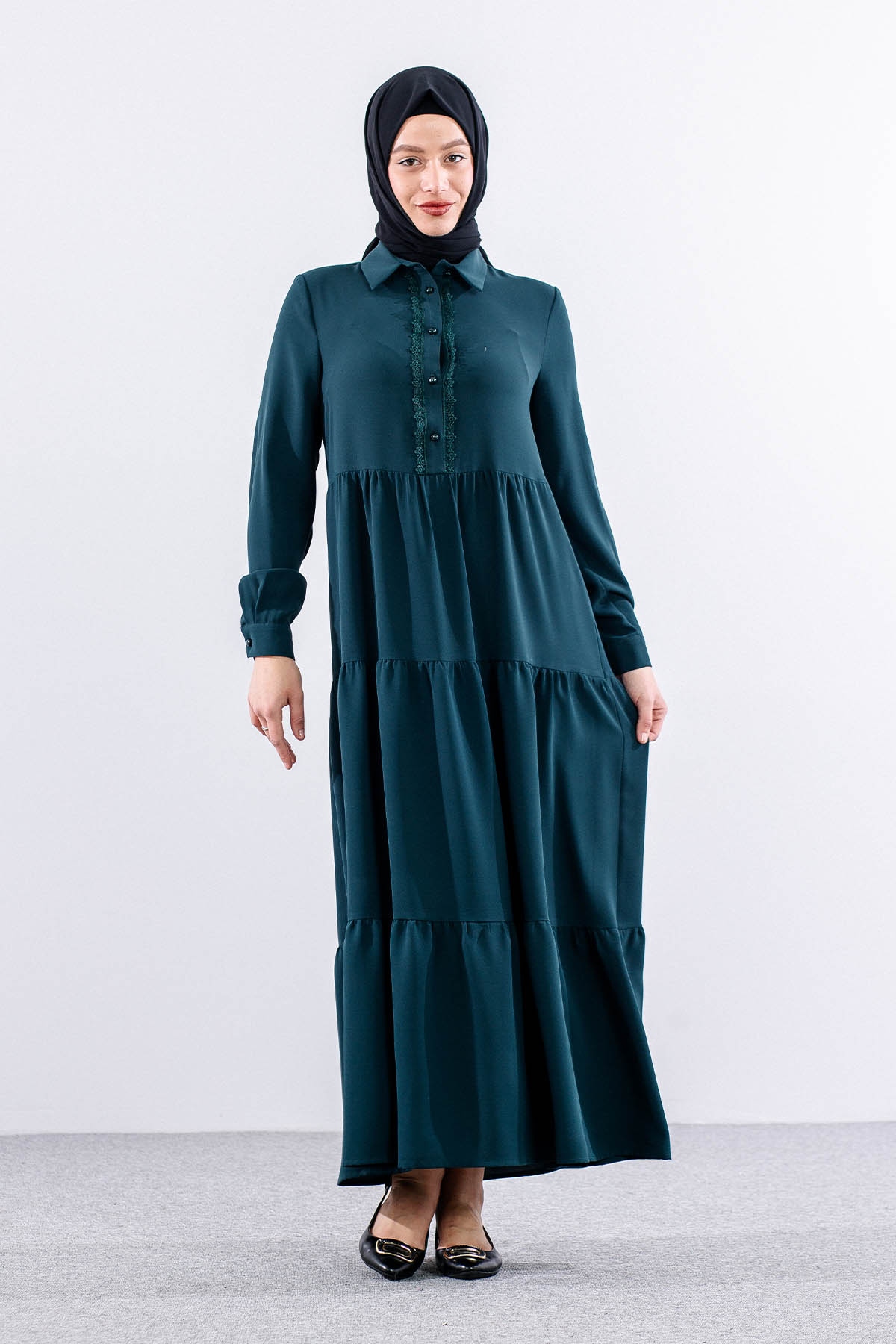 E-1508 Elbise 1-2-3 - K_yesil - 3