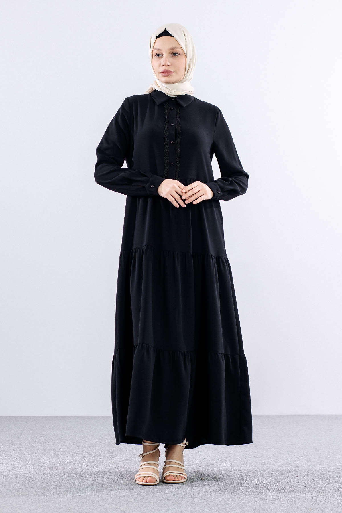 E-1508 Elbise 1-2-3 - Siyah - 1