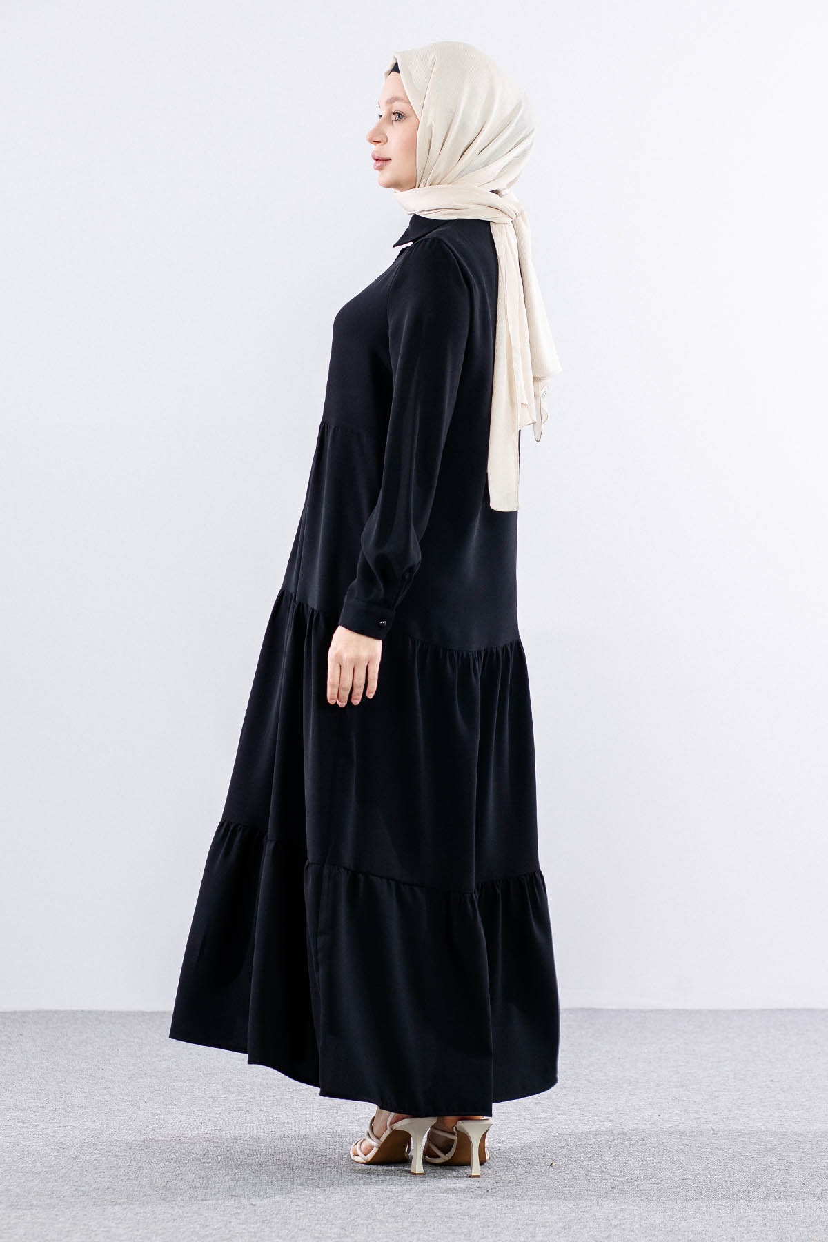 E-1508 Elbise 1-2-3 - Siyah - 6