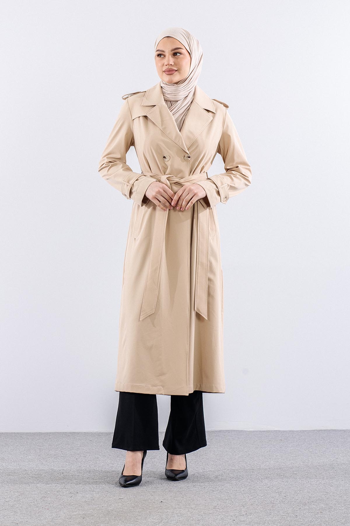 E-1514 Trençkot 38-48 Aller - Bej - 1