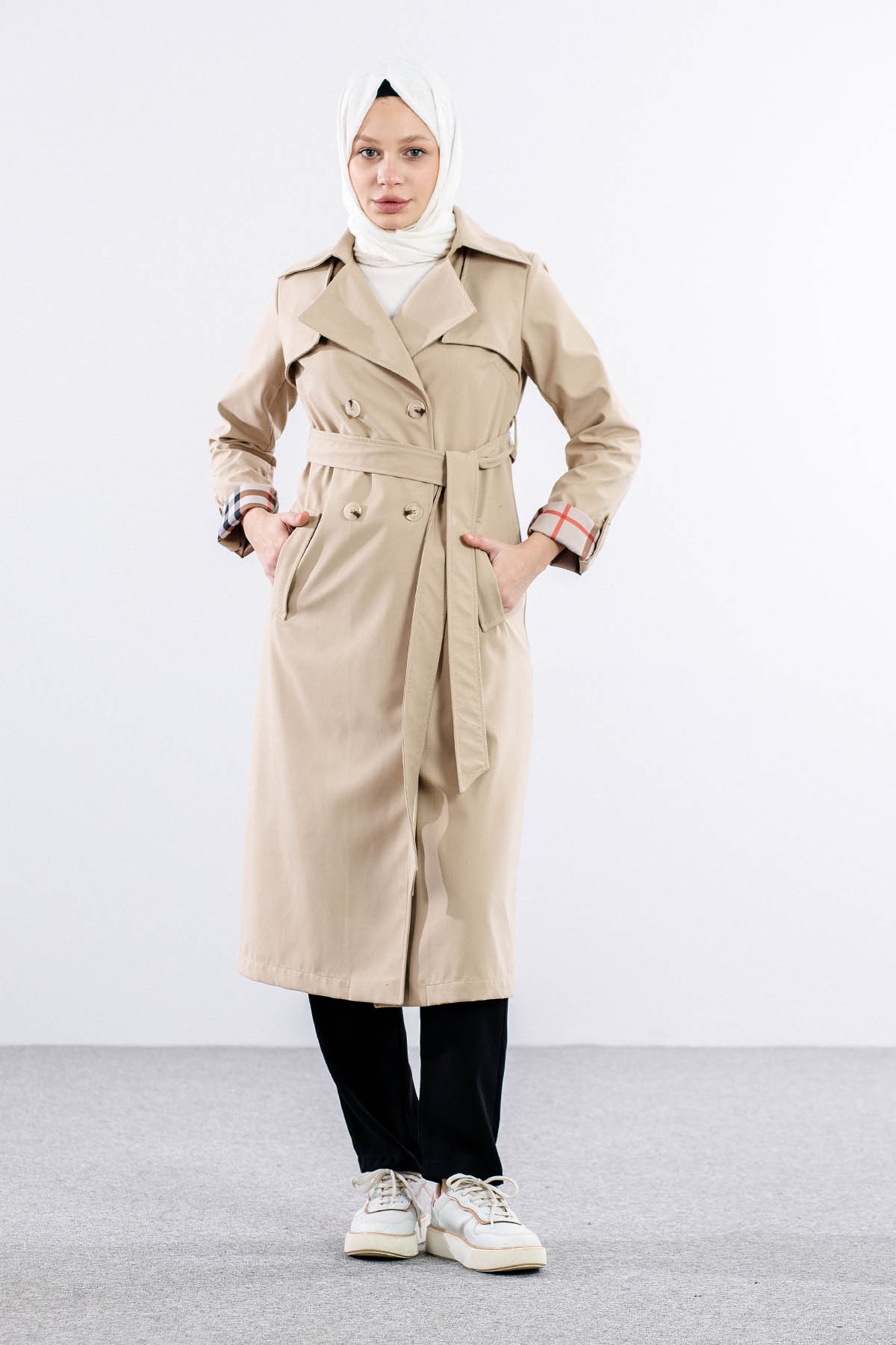 E-1516 Trençkot 38-48 - Bej - 1