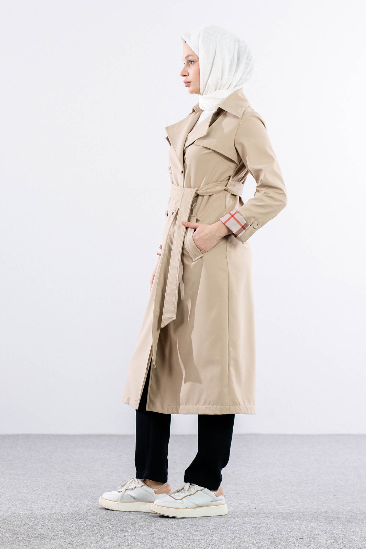 E-1516 Trençkot 38-48 - Bej - 3