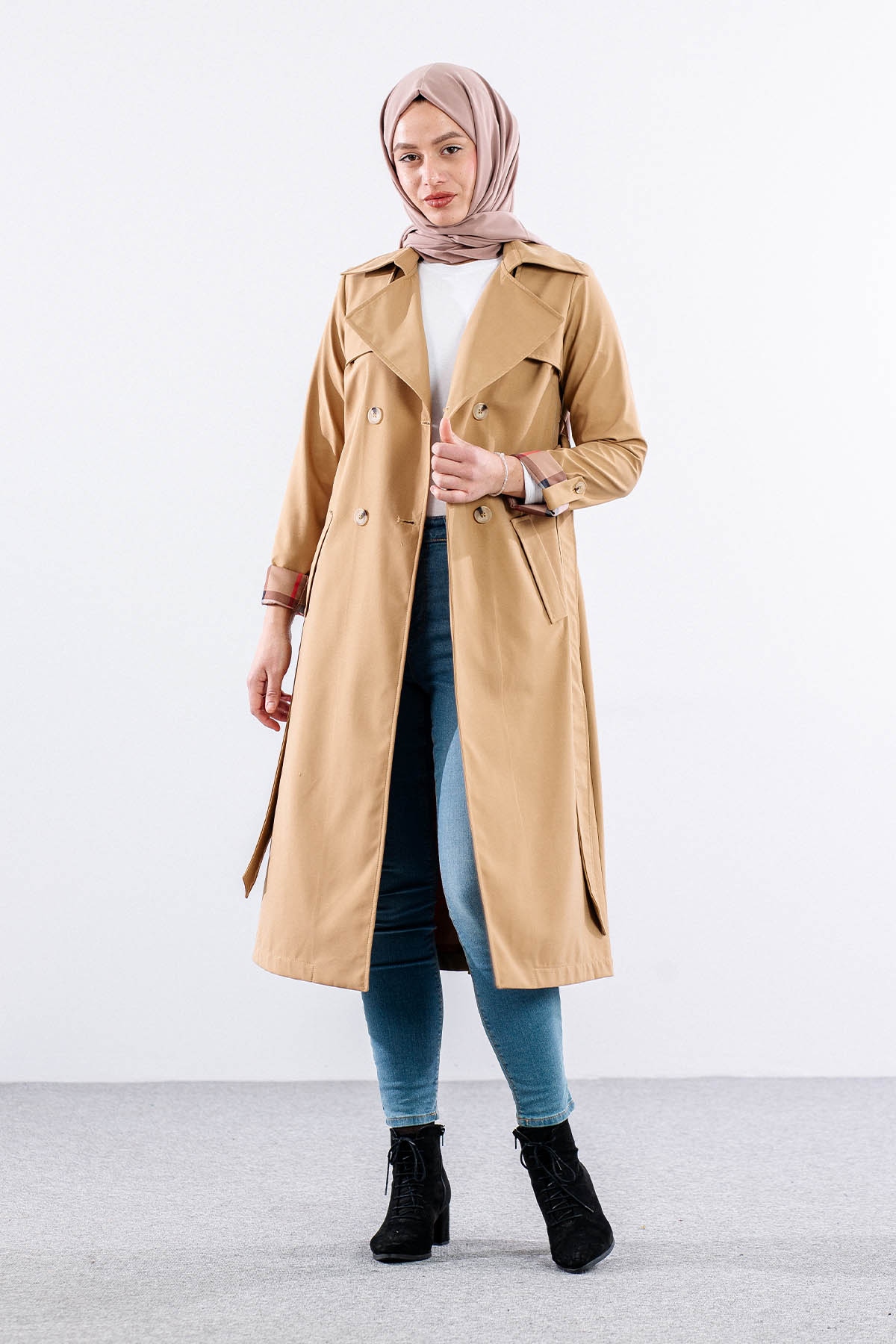 E-1516 Trençkot 38-48 - Camel - 2