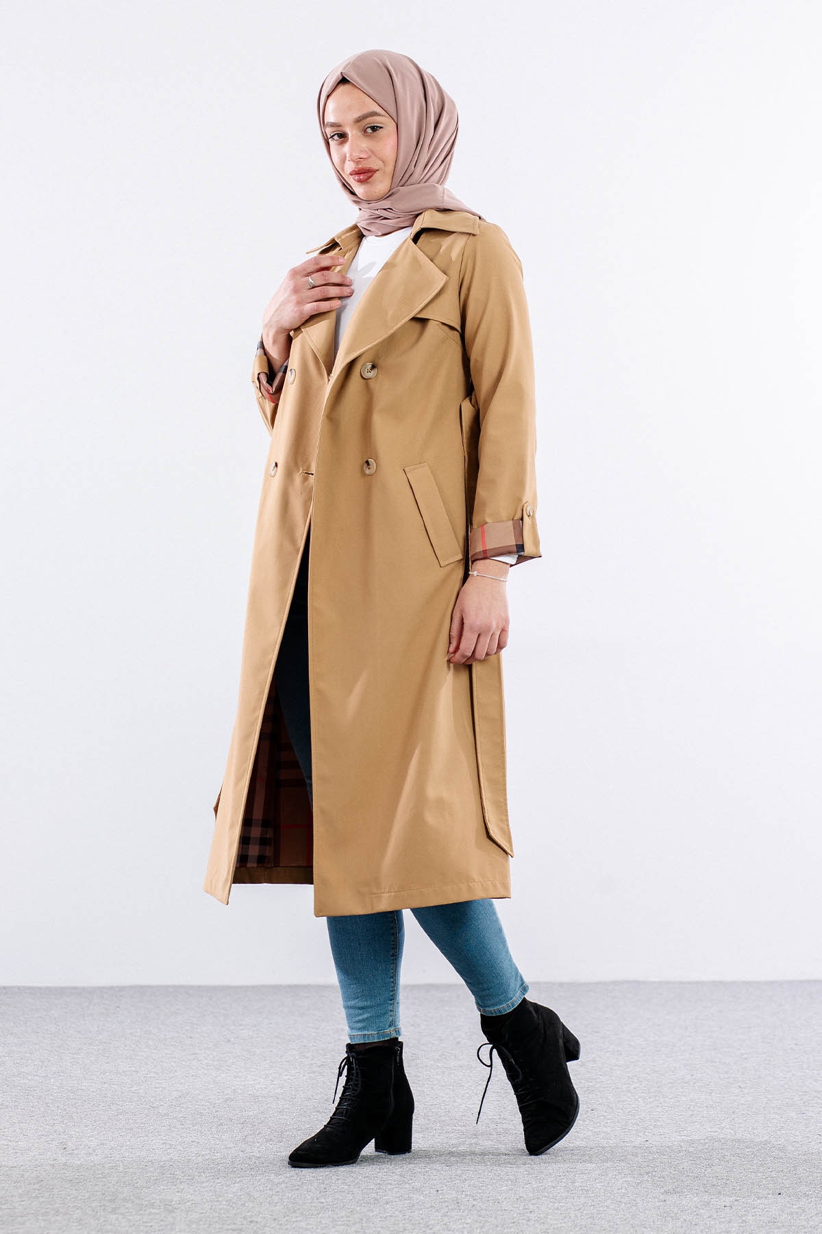 E-1516 Trençkot 38-48 - Camel - 3