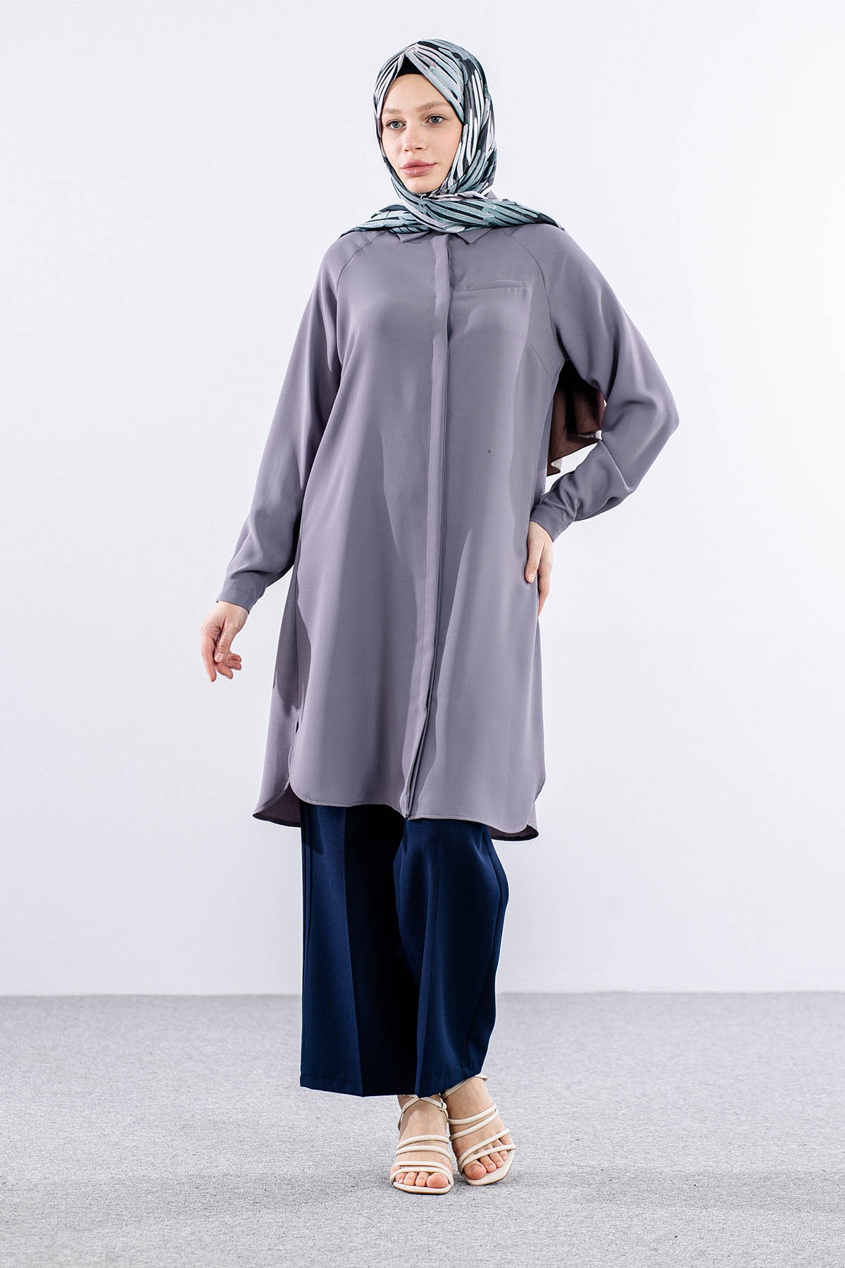 E-1522 Tunik 38-48 - Gri - 1