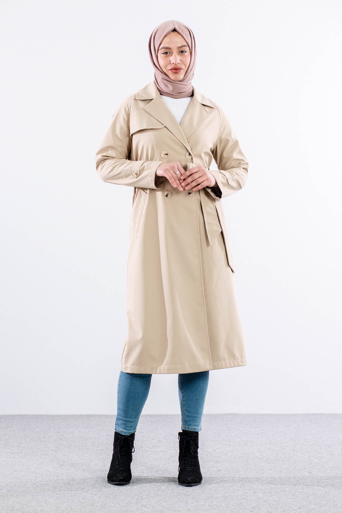 E-1530 Trençkot 38-48 - Bej - 1