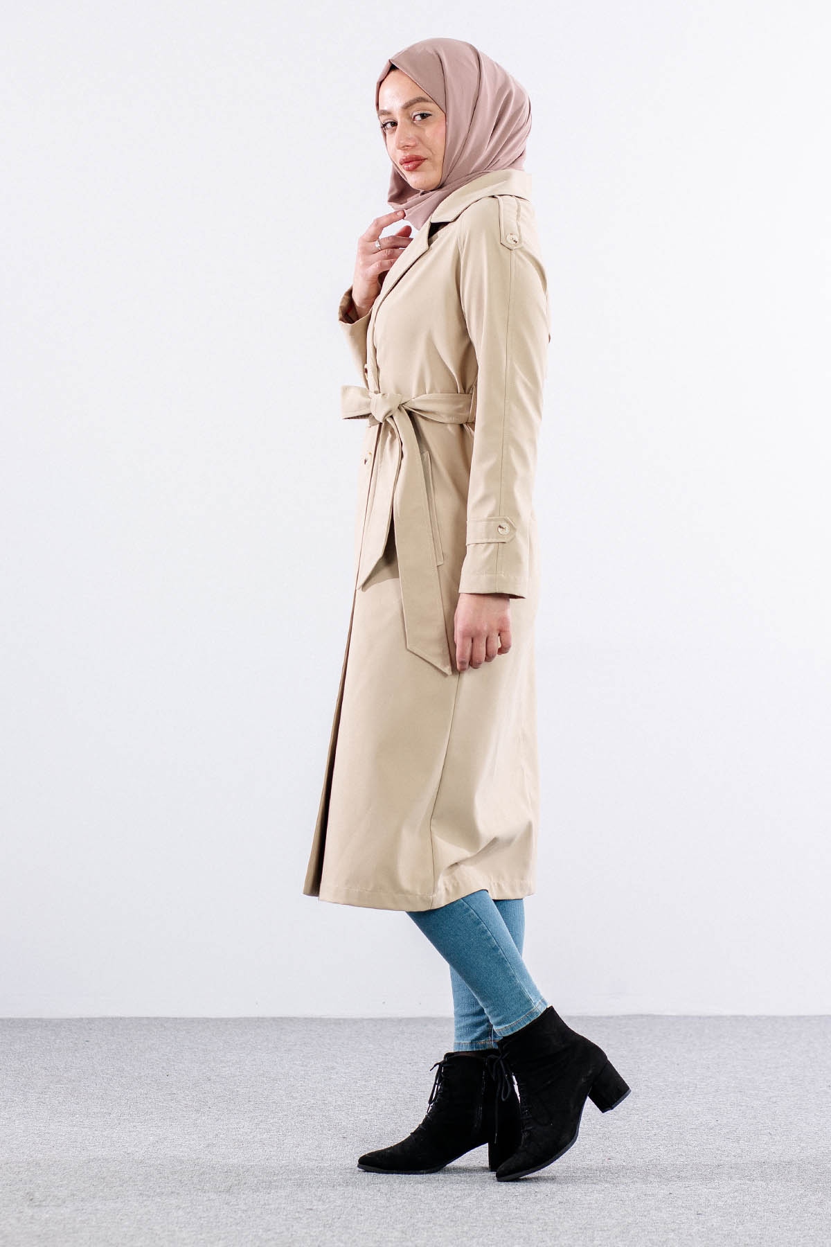 E-1530 Trençkot 38-48 - Bej - 4