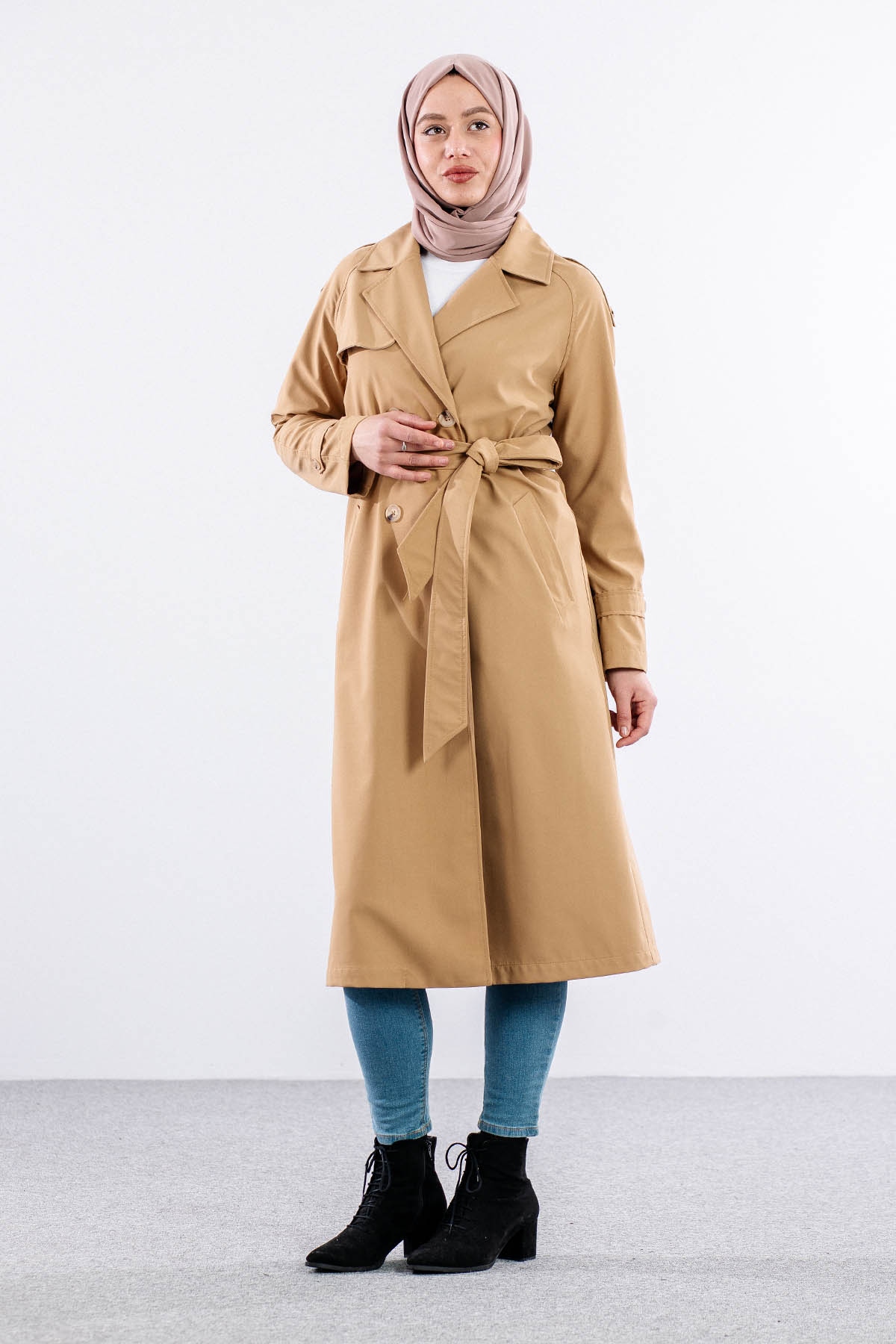 E-1530 Trençkot 38-48 - Camel - 3