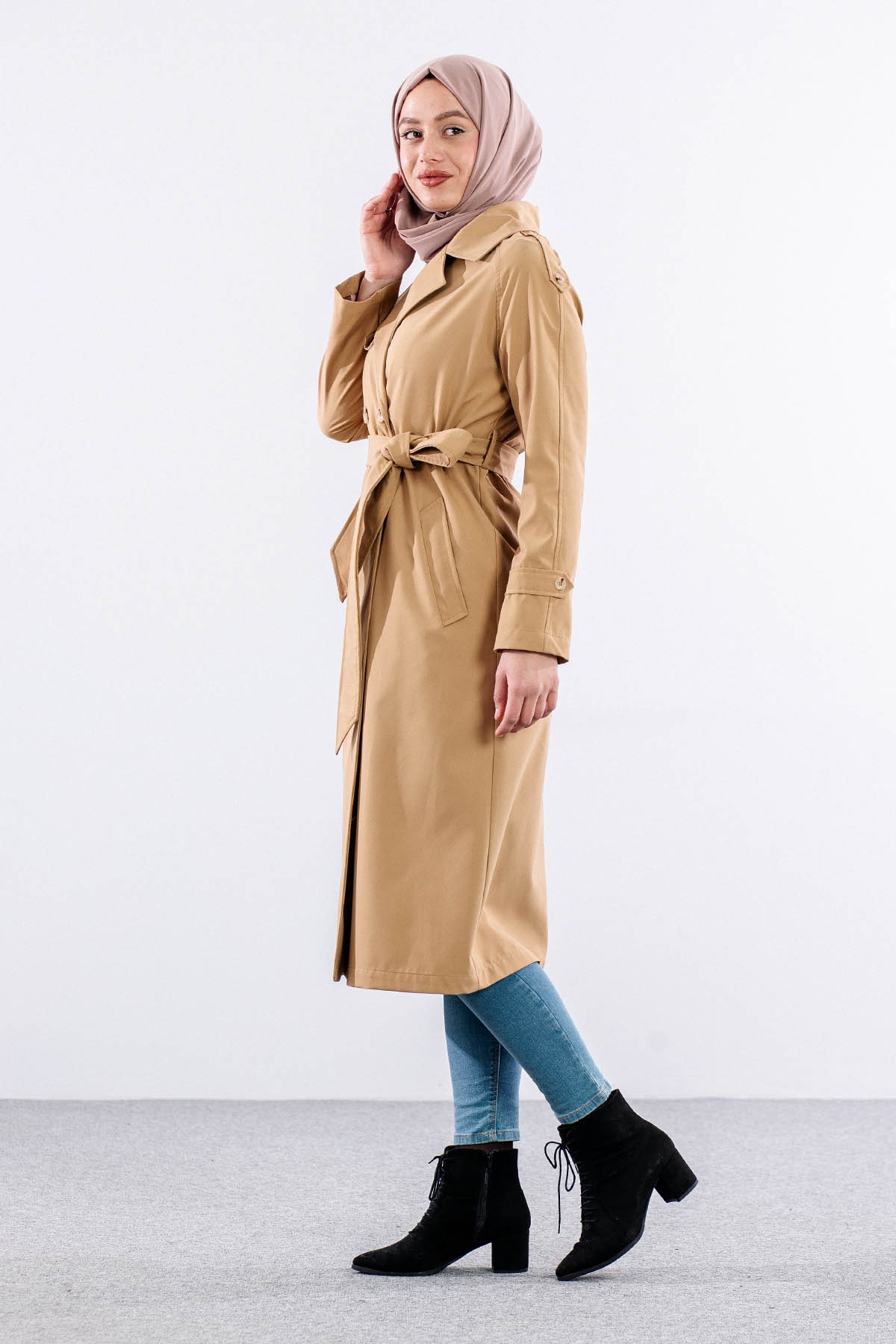 E-1530 Trençkot 38-48 - Camel - 4