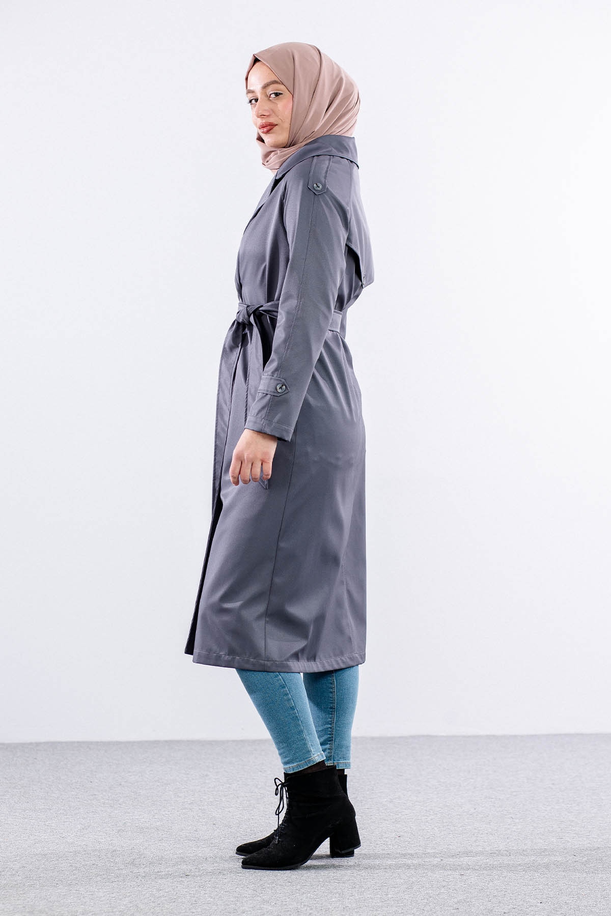 E-1530 Trençkot 38-48 - Gri - 3