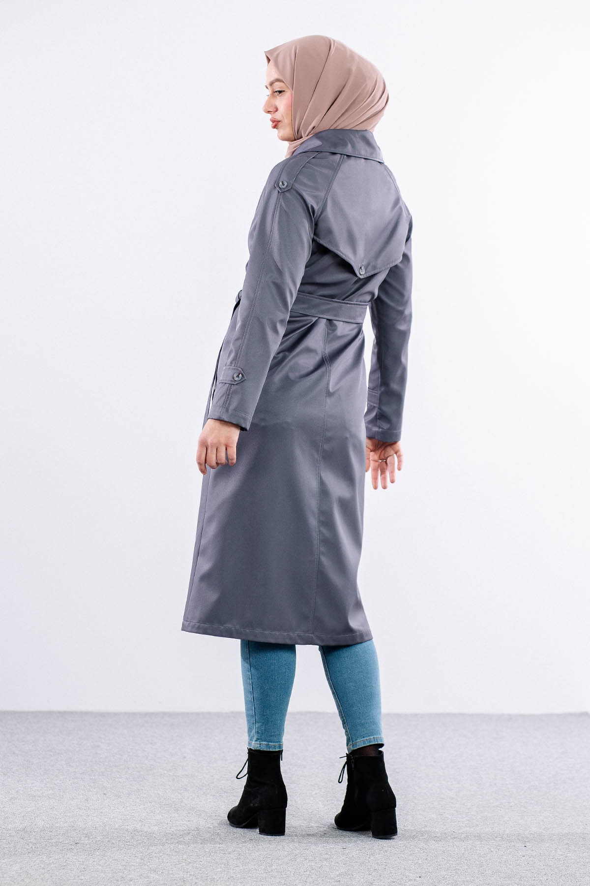 E-1530 Trençkot 38-48 - Gri - 4