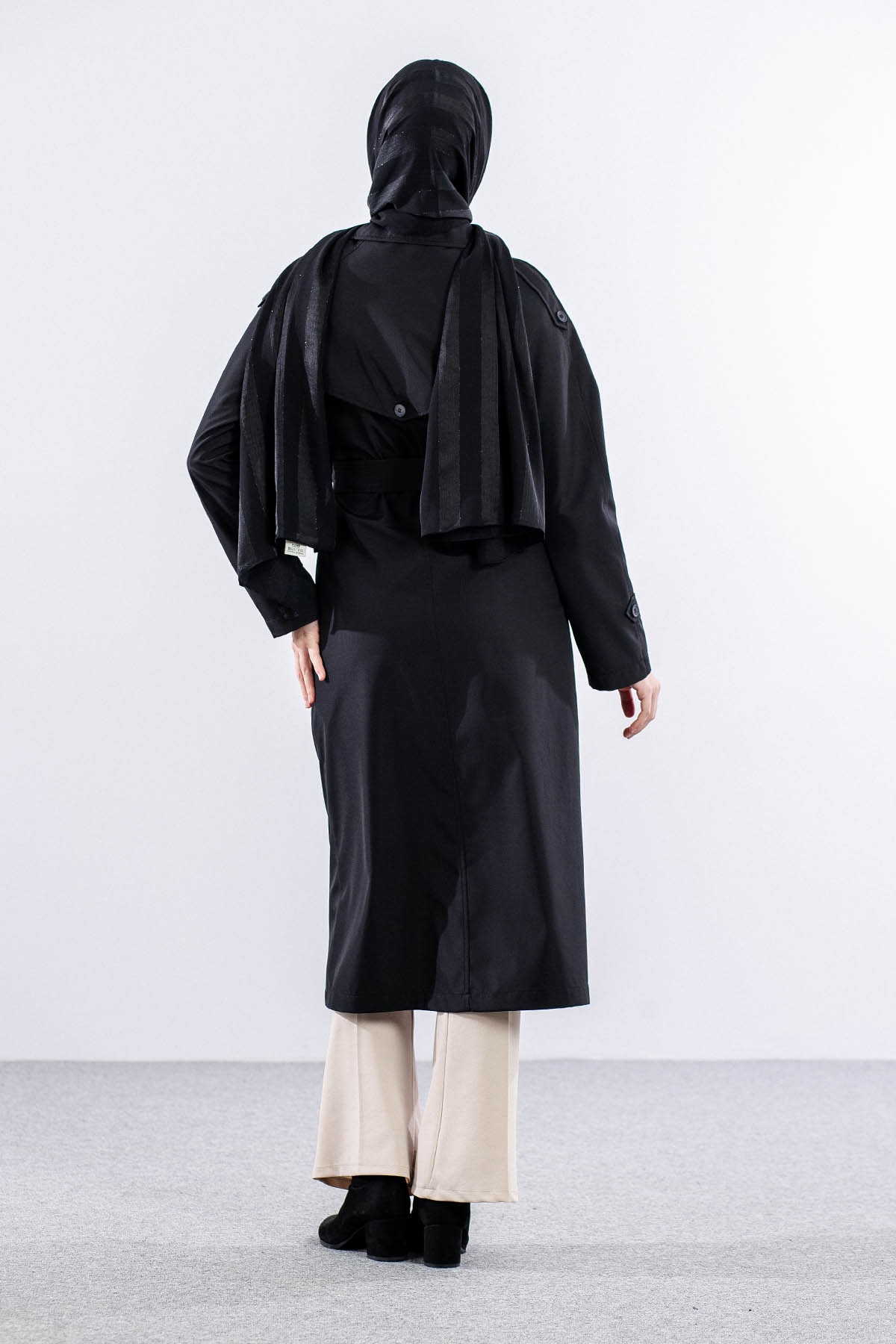 E-1530 Trençkot 38-48 - Siyah - 5