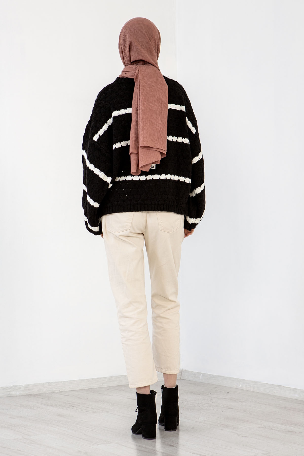 E 3354 örme Kazak Tek - Siyah - 4