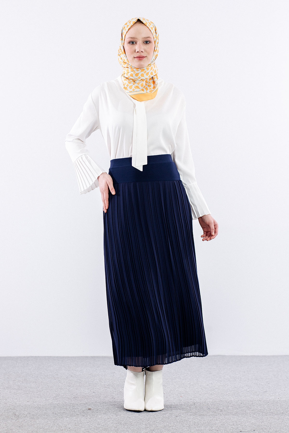 E415 şifon Etek 1-6 - Lacivert - 1