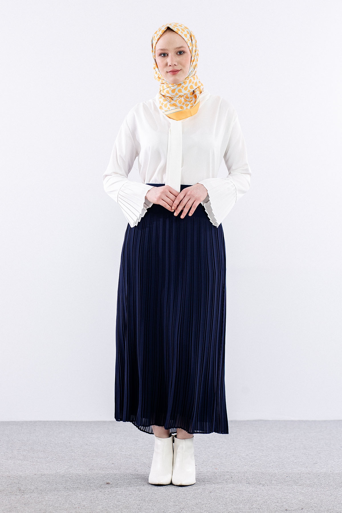 E415 şifon Etek 1-6 - Lacivert - 2