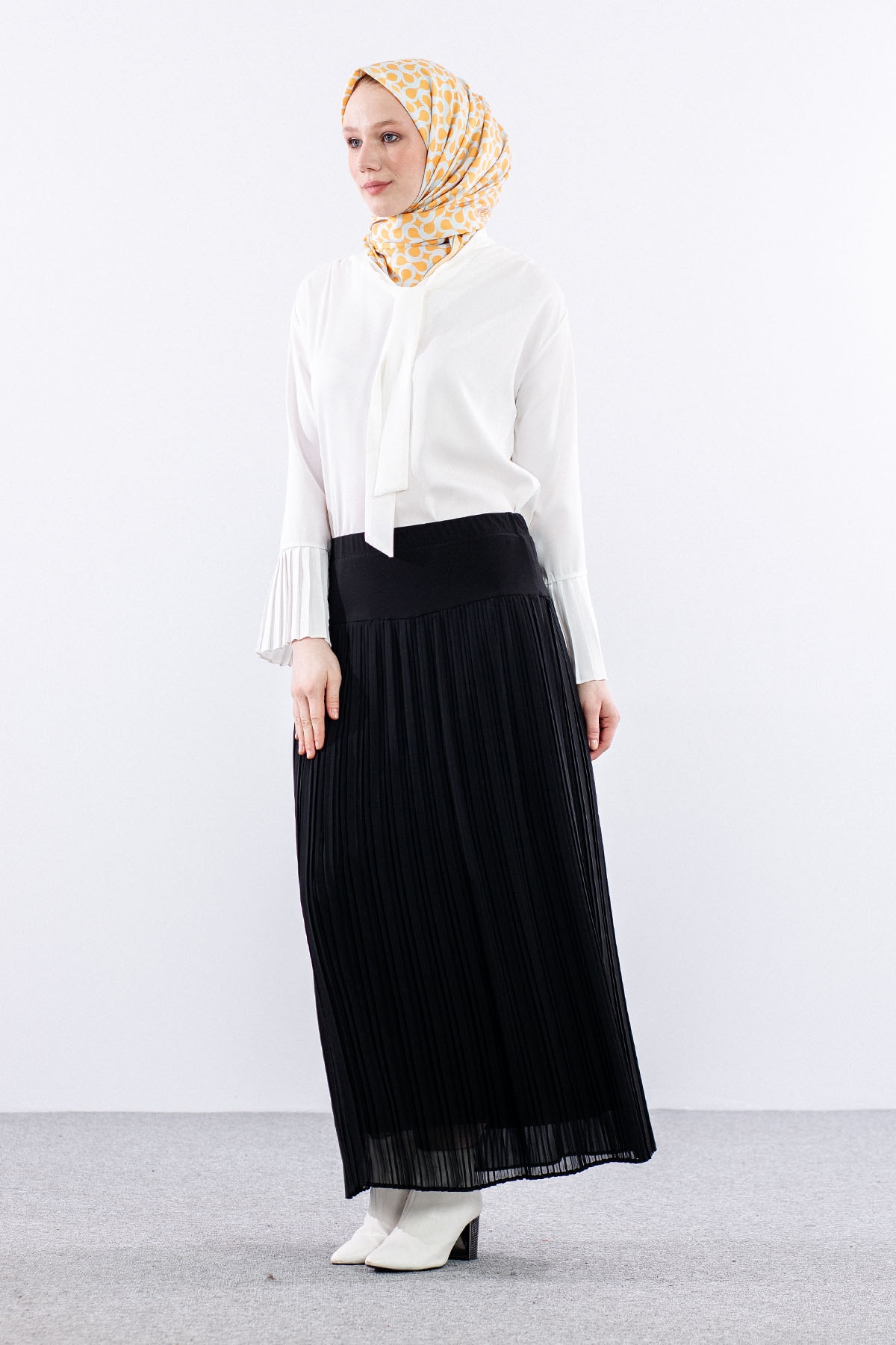 E415 şifon Etek 1-6 - Siyah - 3