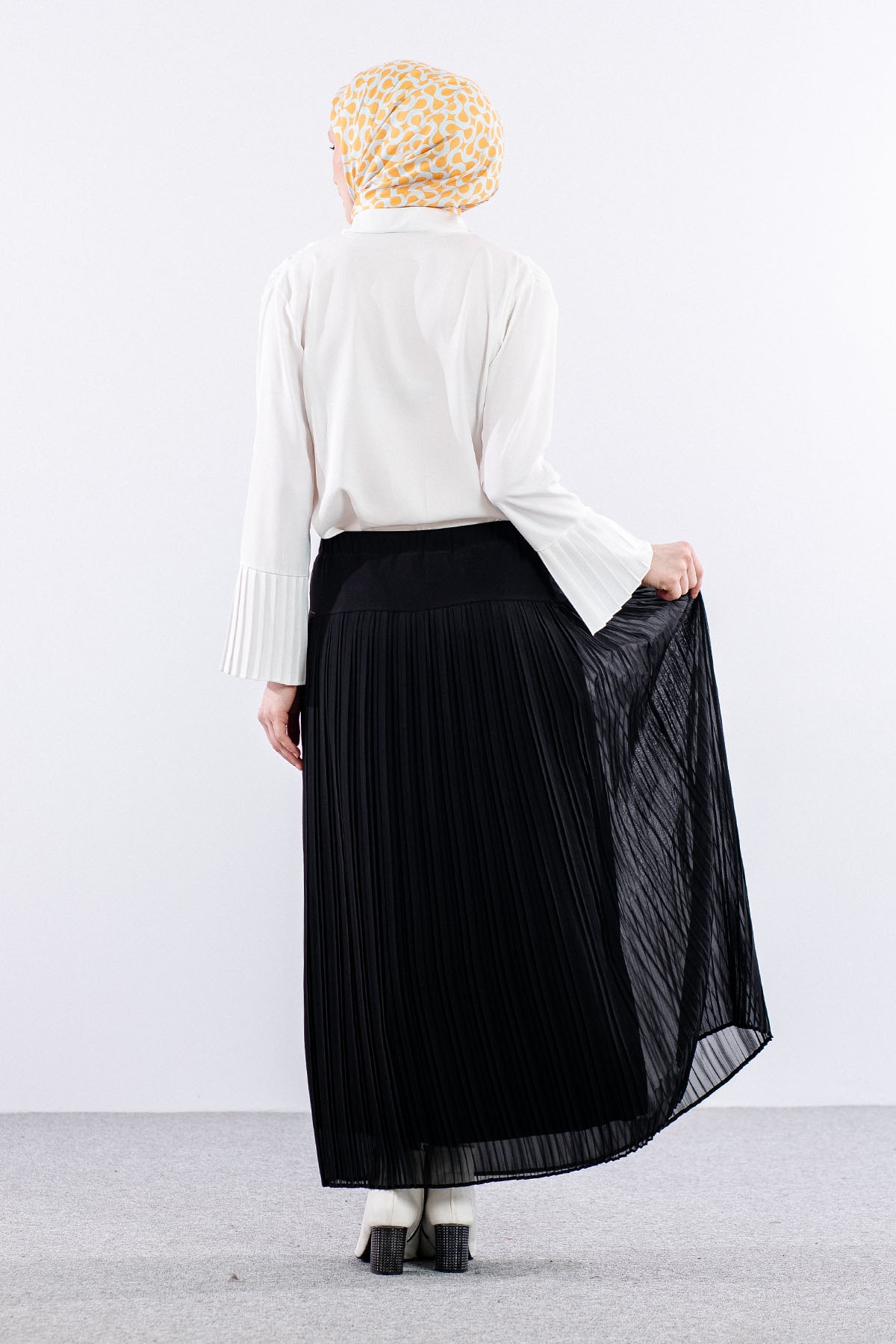 E415 şifon Etek 1-6 - Siyah - 5