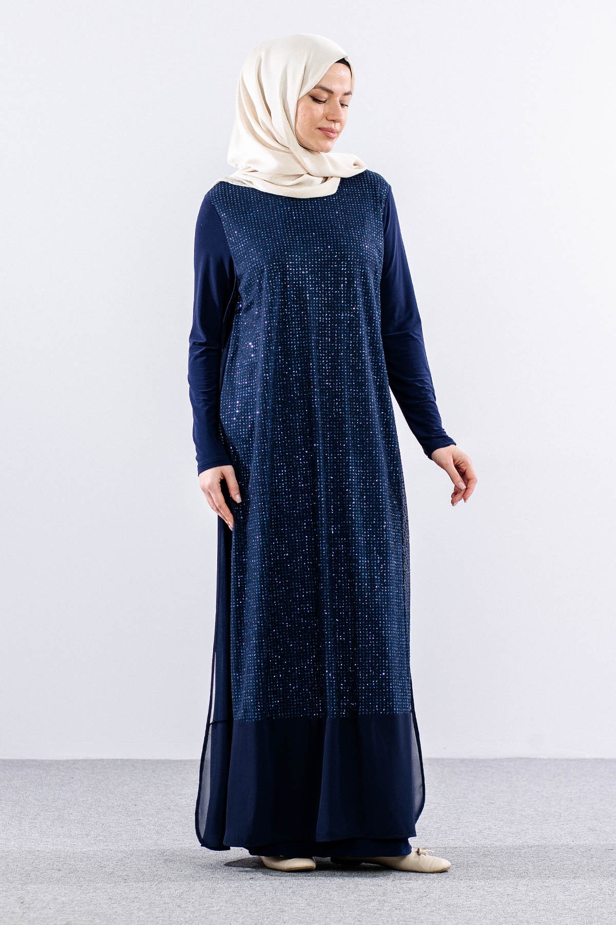 E478 şik Elbise 1-6 - Lacivert - 3