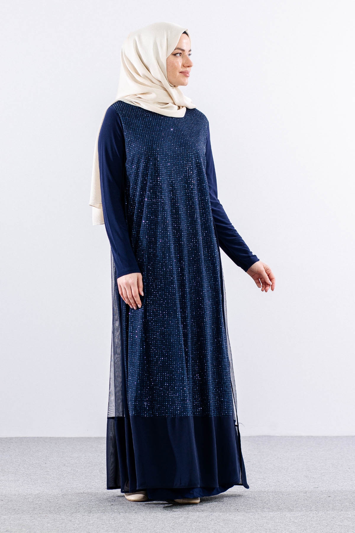 E478 şik Elbise 1-6 - Lacivert - 4